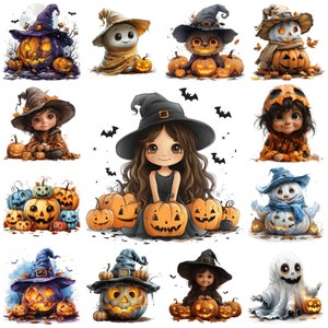 Funny Halloween PNG Clipart, 44 Animated Halloween Pumpkin Image, Cute Halloween Girl, Cartoon Halloween Ghost Picture, Commercial Use