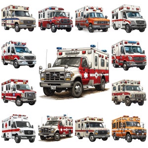 Ambulance PNG Clipart, 51 Emergency Ambulance Transparent BG Illustration, Medical Vehicle Design, Cartoon Ambulance Images, Commercial Use