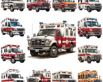 Ambulance PNG Clipart, 51 Emergency Vehicle Illustrations (Digital Download)