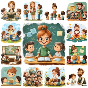39 Weltlehrertag PNG Clipart-Bundle, Lehrertag druckbare digitale Kunst Illustration, Bilder zur Wertschätzung der Lehrer, kommerzielle Nutzung