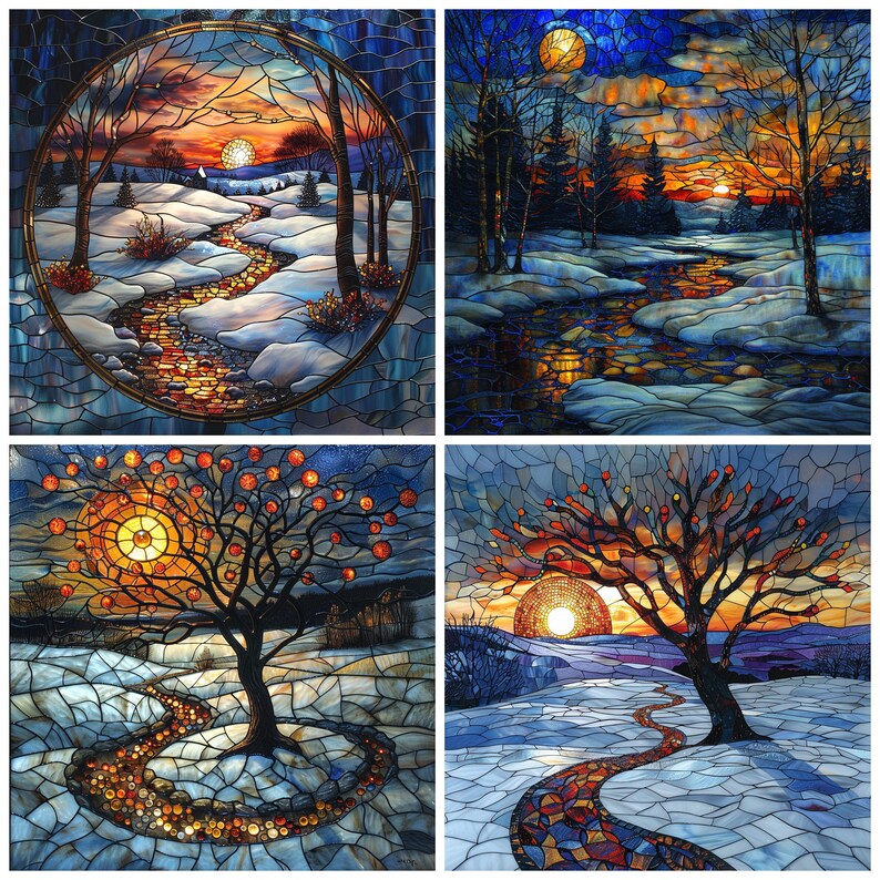 Stained Glass Winter PNG Clipart, 44 Watercolor Stained Glass Window