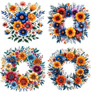 47 Mexican Flowers PNG Clipart Bundle, Watercolor Mexican Flowers ...
