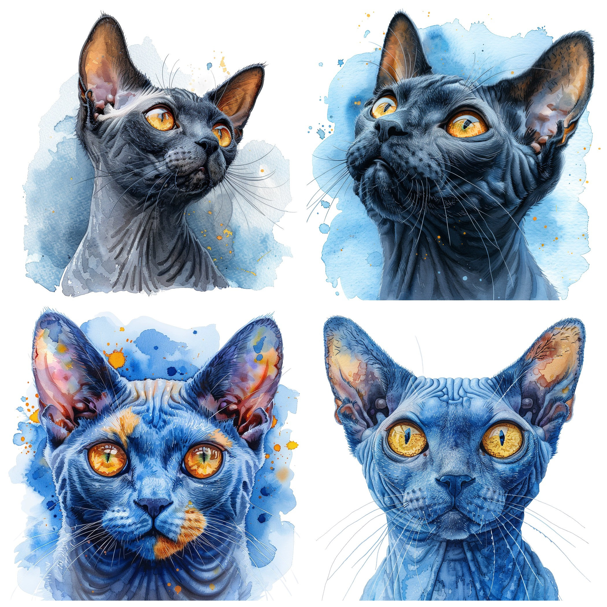 43 Sphynx Cat Breed PNG Clipart, Watercolor Hairless Cat Sphynx ...