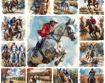 45 Equestrian Sport PNG Clipart, Watercolor Horseback Riding Illustration, Equine Enthusias Images, Horse Rider, Equestrian, Commercial Use