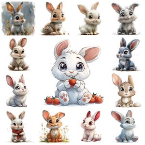 Cartoon Cute Bunny PNG Clipart, 43 Adorable Rabbit Illustration, Nursery Animated Picture, Animation Animal Bunny Drawing, Commercial Use