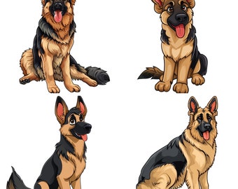 漫画のジャーマンシェパード犬のPNGクリップアート、42のシェパード