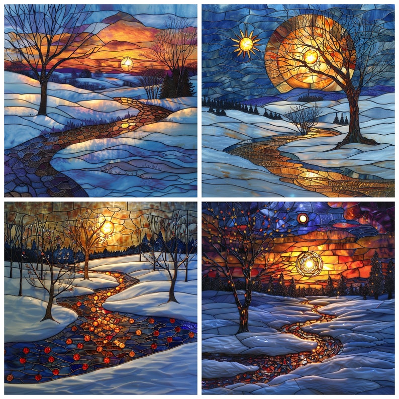 Stained Glass Winter PNG Clipart, 44 Watercolor Stained Glass Window