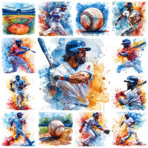 Baseball PNG Sport Game Clipart, Watercolor 47 Baseball Player Dynamic Pose Snapshot Illustration, Baseball Court Image, Commercial Use PNGs
