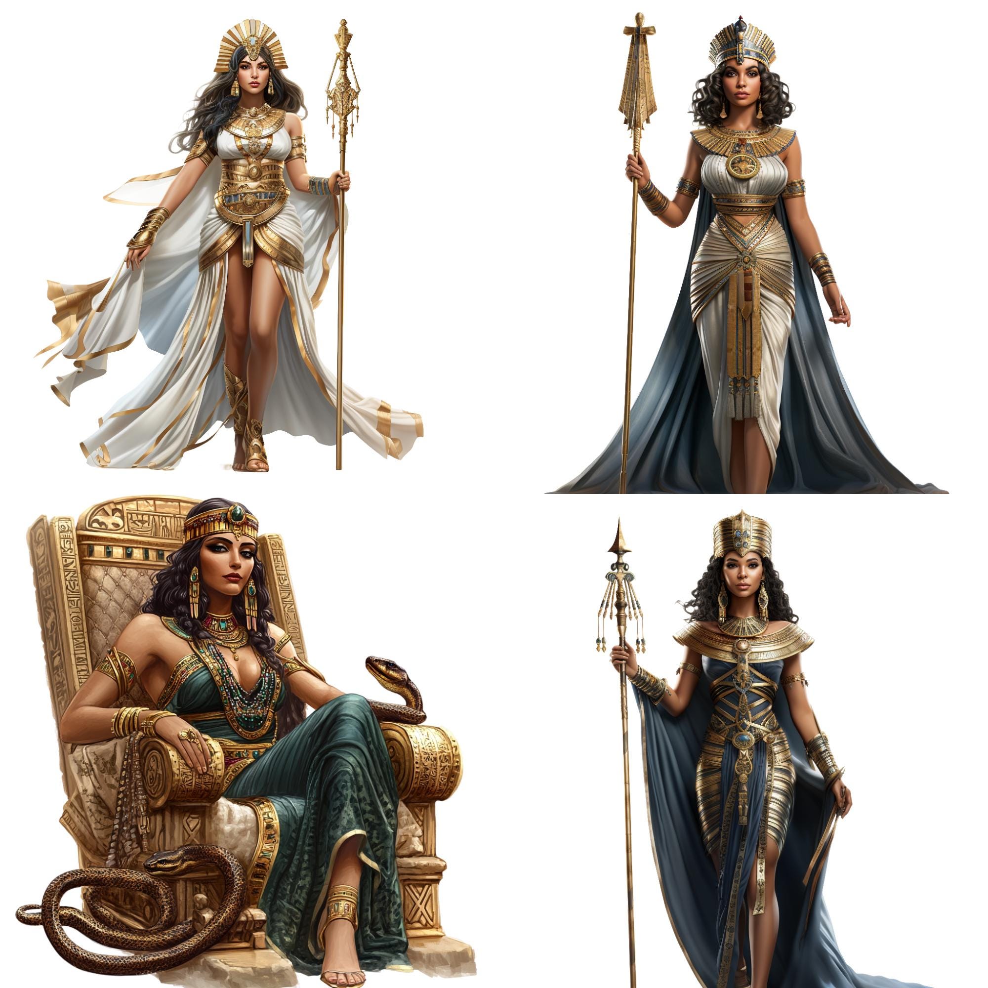 Cleopatra PNG Clipart Bundle, Watercolor Queen of Ancient Egypt ...