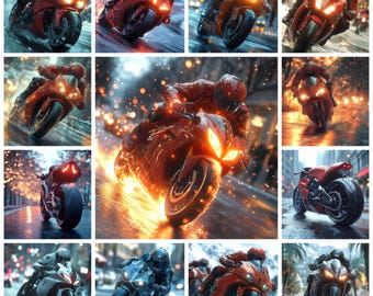28 Superbike Dynamic Pose Scenery PNG Bundle, Racing Motorbike Snaphot Landscape Images, Sportbike Power Cityscape Pictures, Commercial Use