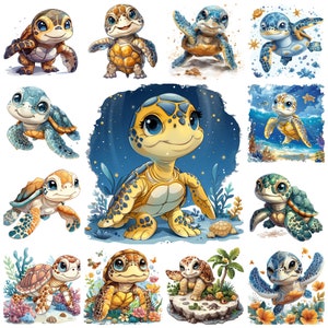 Entzückende Meeresschildkröte PNG Clipart, Aquarell 41 Niedliche Meeresschildkröte Transparente BG Illustration, Kindergarten Meeresschildkröte, kommerzielle Nutzung