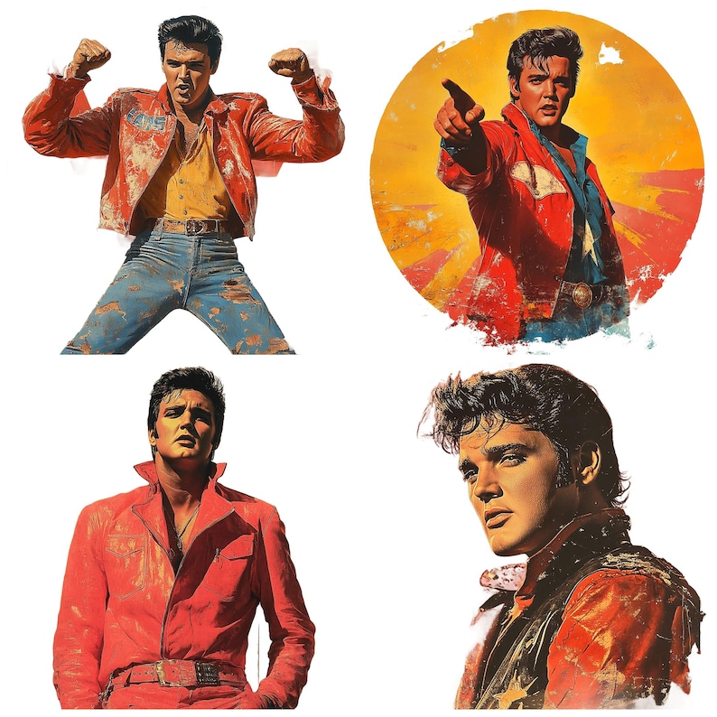 Vintage Elvis Presley PNG Clipart Bundle, 1950s Rock and Roll ...