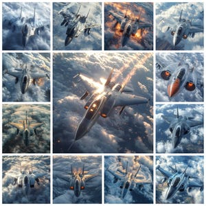 44 Jet Fighter Realistic Photography PNG Bundle, Supersonic Fighter Jet Dynamic Pose Scenery Pictures,  Military Aircraft, Commercial Use