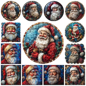Vitral Papai Noel PNG Clipart, Aquarela Nostalgic Natal Vitral Papai Noel Ilustração, Xmas Santa Presente Uso Comercial