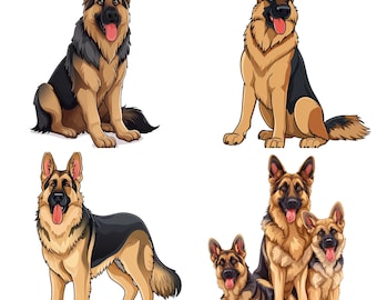 漫画のジャーマンシェパード犬のPNGクリップアート、42のシェパード