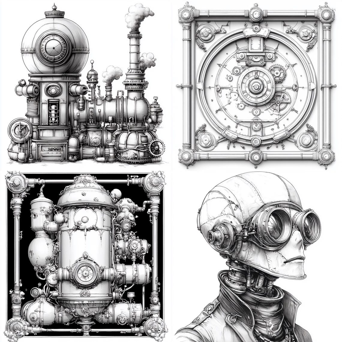Steampunk Line Texture 32 Steampunk Line Art PNG Clipart Bundle, Abstract Line Art Sublimation ...