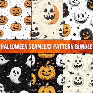 20 Halloween Seamless Pattern Bundle, Watercolor Spooky Commercial Use Digital Paper for Craftin and Design Project, Decoupage, Junk Journal
