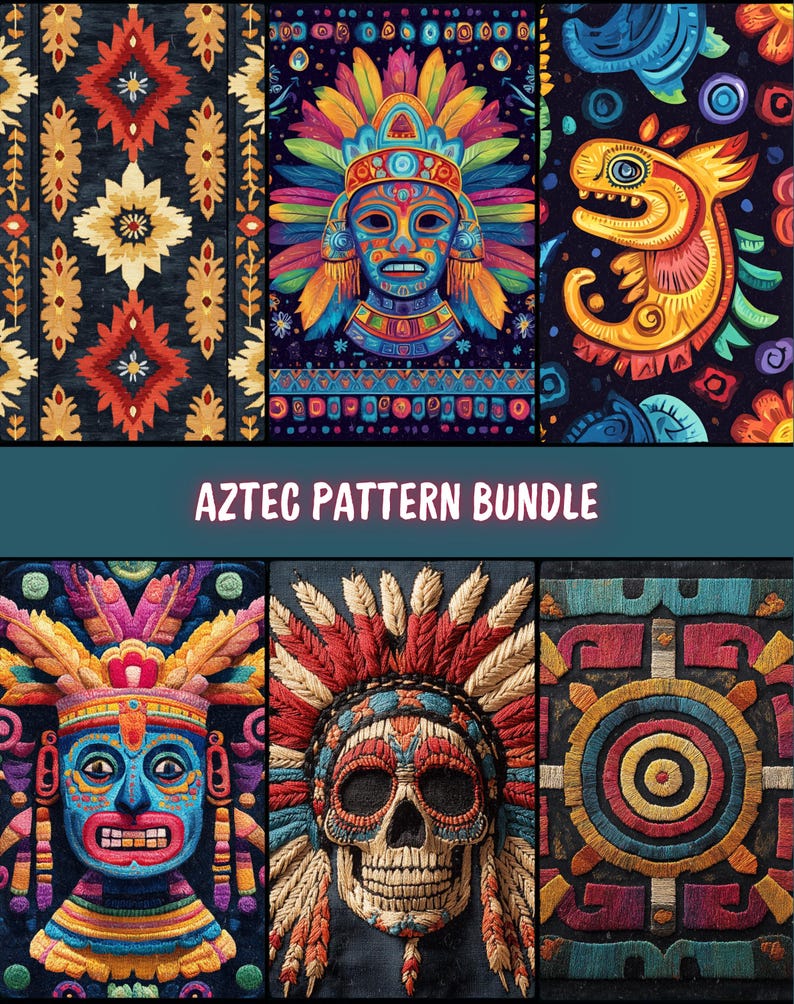 Aztec Design Seamless Pattern PNG Bundle, Watercolor Commercial Use ...