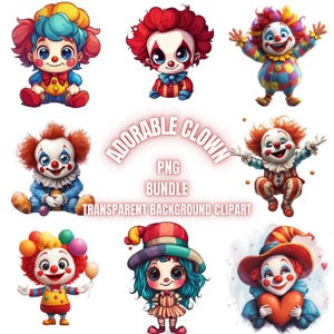 44 Adorável Palhaço PNG Clipart Bundle, Aquarela Engraçado Palhaço De Circo Ilustração, Cartão Fazendo, Artesanato Em Papel, Scrapbook, Uso Comercial
