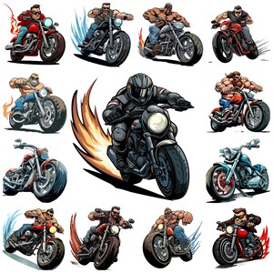 Cartoon Motorbike PNG Clipart, 37 Motorcycle Cartoon Character Image, Cartoon Bike for Kids Illustration, Digital Crafts, Commercial Use