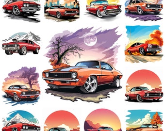 38 Muscle Car PNG Clipart, Retro Cartoon American Car Transparent Illustration, Vintage Performance Car, Old Car Enthusiast, Commercial Use