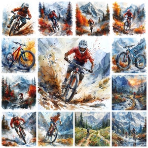 Clipart PNG VTT, aquarelle 38 VTT Trail équitation PNG Transparent Illustration, paysage tout-terrain, usage Commercial