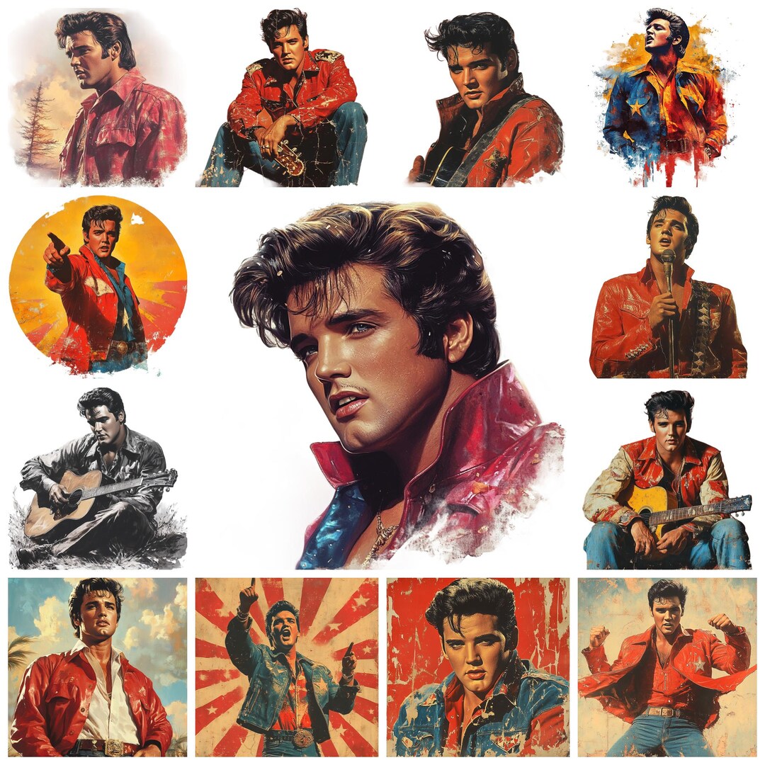 Vintage Elvis Presley PNG Clipart Bundle, 1950s Rock and Roll ...