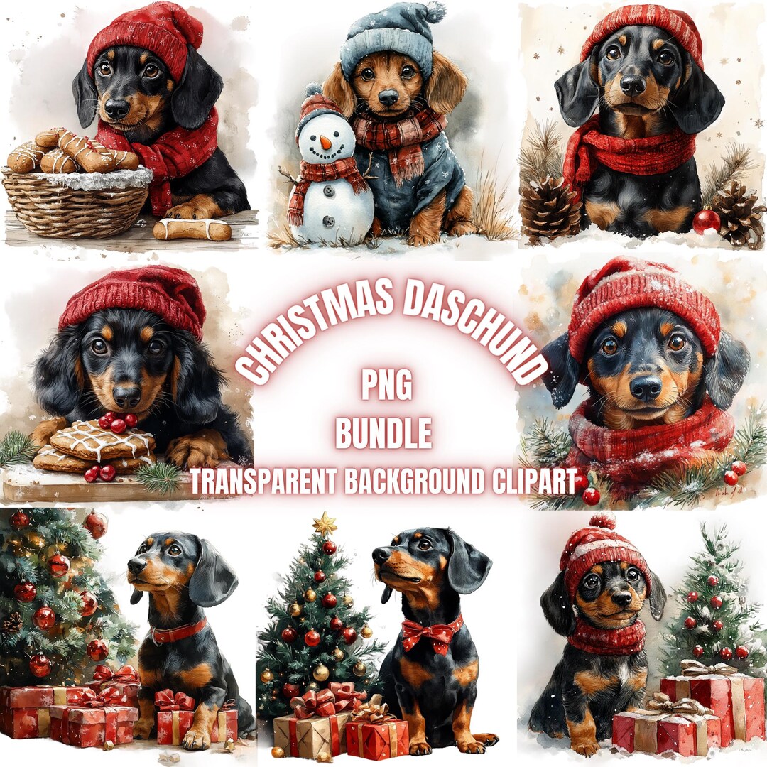 45 Christmas Dachshund PNG Clipart Bundle, Xmas Dachshund Image ...