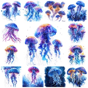 47 aquarel kwallen png-afbeeldingen, geweldige kwallen illustratie, Mystic kwallen png-afbeeldingen, kwallenlandschap, commercieel gebruik clipart