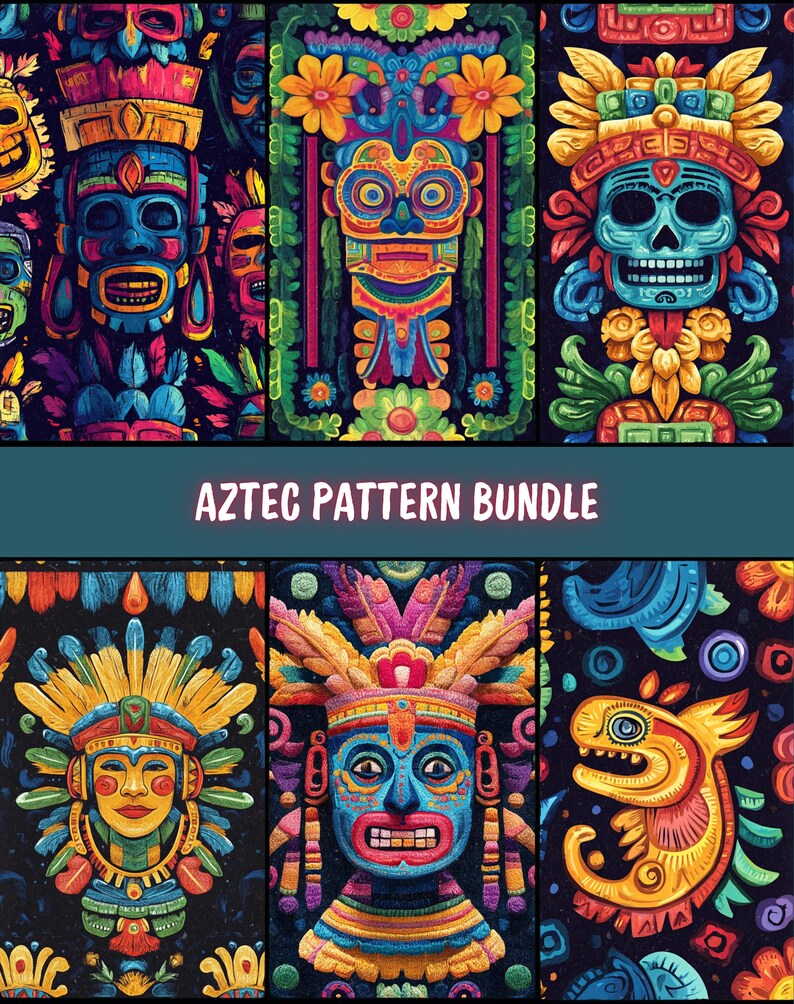 Aztec Design Seamless Pattern PNG Bundle, Watercolor Commercial Use ...