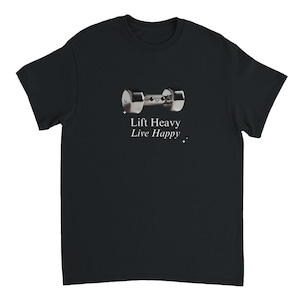 Heben Sie schweres leben glückliches Gym T-Shirt | Fitness Lover Tee, Trainingsbekleidung, Motivationsübung Shirt, tolles Geschenk für Fitness-Begeisterte