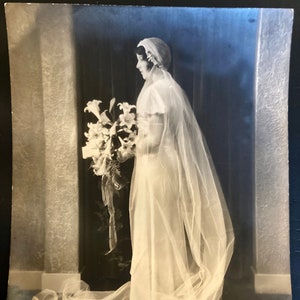 Vintage Photo, Ethereal Bride, Beautiful Dress, Lilies - Original Vintage Photo, Photograph, Old photo, Snapshot, Family Photo, Photography