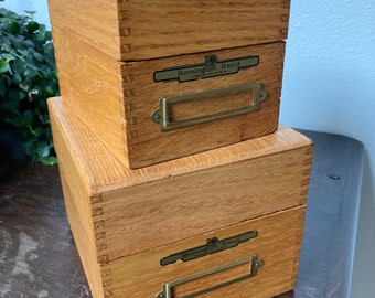 2 Vintage Remington Rand Oak Dovetailed Boxes, Office Supply Boxes, Antique Wood Boxes, 2 sizes,