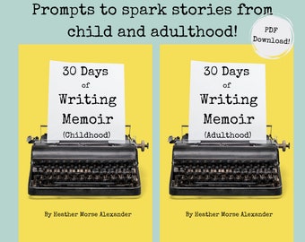 30 Days of Writing Memoir, Child and Adulthood, 2 PDF Books - Download and Print, PDF, 30 Day Challenge, Writing Prompts