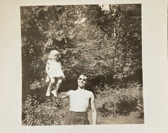 Vintage Photo, Strong Dad, Lifting Girl with One Hand, Vernacular, Original Photo, Found Photograph, Old photo, Snapshot