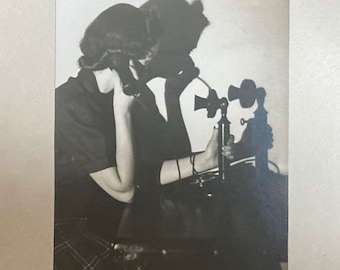 Vintage Photo, Phone Call in the Shadows, Cabinet Card, Original Photo, Found Photograph, Old photo, Snapshot