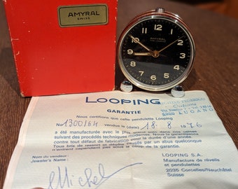 Vintage Amyral Looping Clock with box and Papers