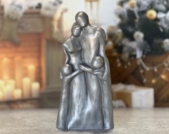 10 Year Anniversary Aluminum Sculpture, 10th Anniversary Family Portrait, Anniversary Gift for Men, Gift for Her, 10 Years Gift for Husband