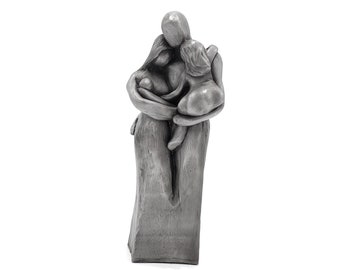 Family of Four w/ Newborn Baby and Young Toddler 10 Year Anniversary Aluminum Sculpture 10th Anniversary Gift for Men