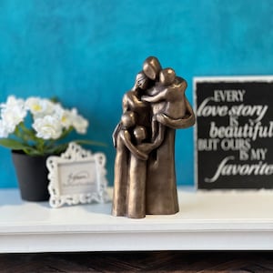 7th, 8th, 10th Anniversary Family of Five Portrait Bronze Gift, Birthday, Mother's Day, Father's Day FO5TCC image 1