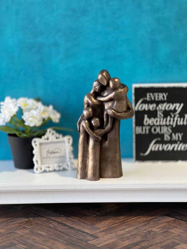 7th, 8th, 10th Anniversary Family of Five Portrait Bronze Gift, Birthday, Mother's Day, Father's Day FO5TCC image 1