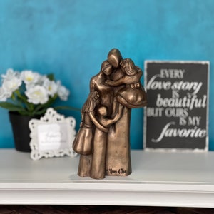 7th, 8th, 10th Anniversary Family of Five Portrait Bronze Gift, Birthday, Mother's Day, Father's Day FO5TCC image 5
