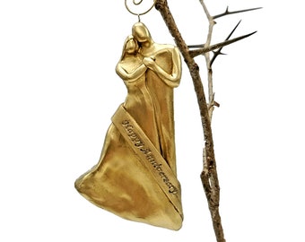 50th Wedding Anniversary Gold Christmas Ornament Gift for Parents, Couple, Friends, Husband or Wife