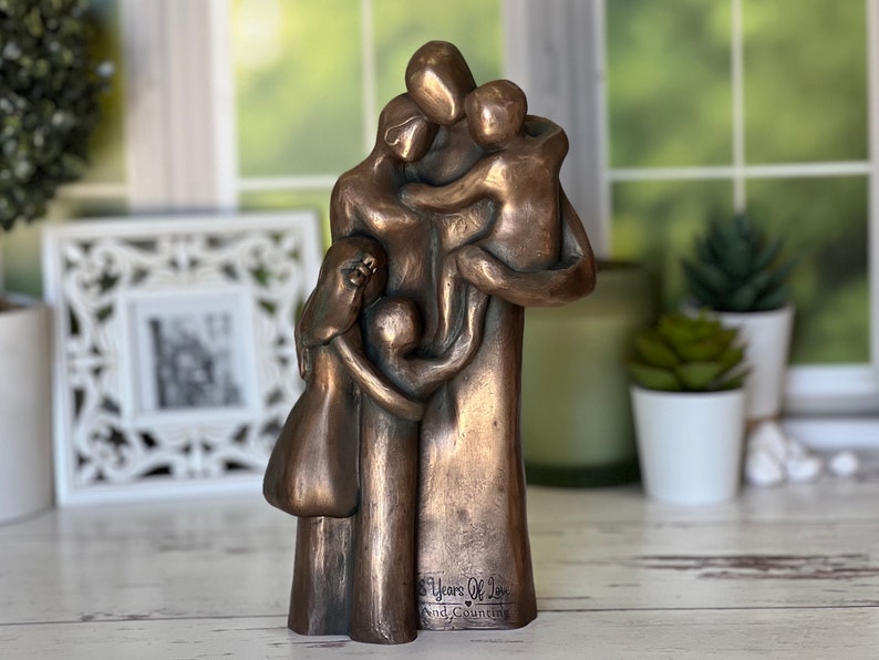 7th, 8th, 10th Anniversary Family of Five Portrait Bronze Gift, Birthday, Mother's Day, Father's Day FO5TCC image 7