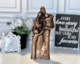 8th Anniversary Family of Five Portrait Aluminum Gift, Gift for Her, Gift for Him, Eight Year Husband Wife New Baby, Choose Your Finish