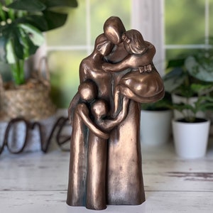 7th, 8th, 10th Anniversary Family of Five Portrait Bronze Gift, Birthday, Mother's Day, Father's Day FO5TCC image 6