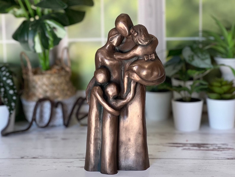 7th, 8th, 10th Anniversary Family of Five Portrait Bronze Gift, Birthday, Mother's Day, Father's Day FO5TCC image 6