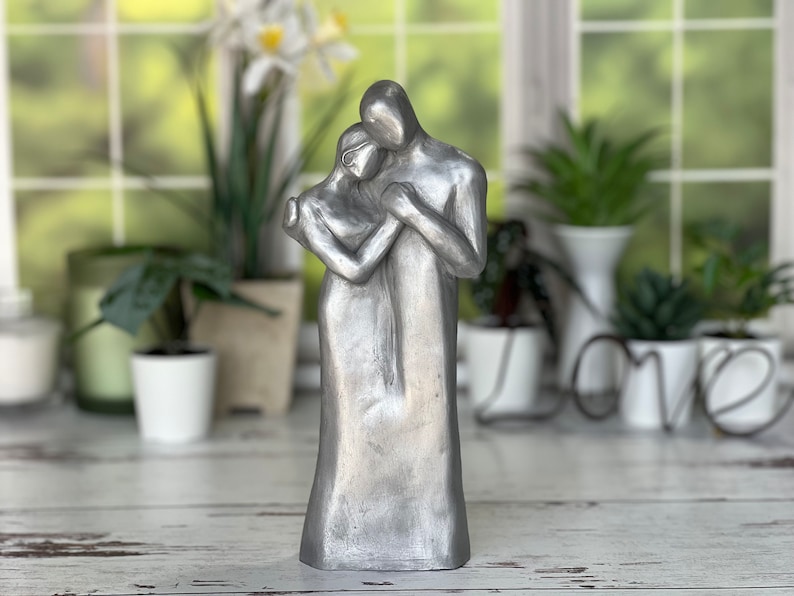 10 Year Anniversary Aluminum Sculpture , 25th Anniversary, 8th Bronze or 7th Copper Couple Figurine image 6