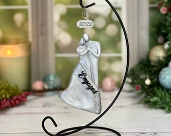 Handmade Engagement Christmas Ornament - Personalized 2023 Gift and Keepsake for Engaged Couples