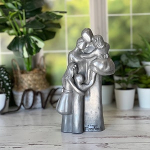10th Anniversary Family of Five Portrait Aluminum Gift, Gift for Her, Gift for Him, Tenth Year Husband Wife